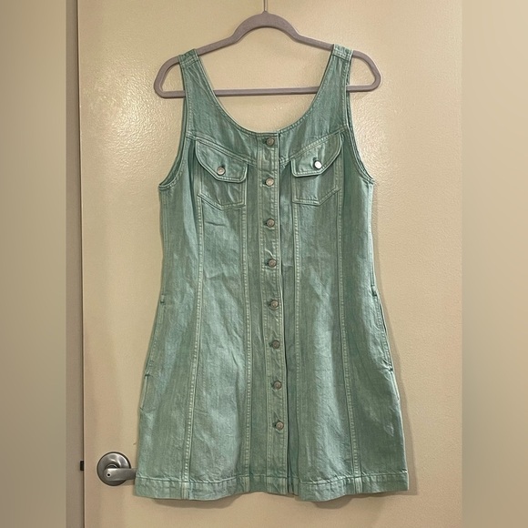 MADEWELL NWOT Denim Sleeveless Seamed Mini Dress in Storied Sea - Picture 6 of 10